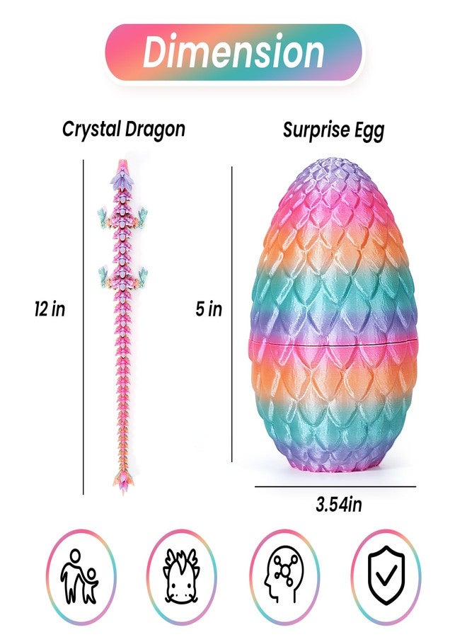 YILCER 3D Printed Dragon Easter Egg, Mystery Crystal Articulated Dragon Fidget Toys, Surprise Prefilled Easter Egg Filled with Toy - Basket Essentials Stuffers for Kids Girls Boys (Random Candy Colors) - Image 4